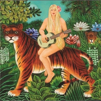 Okładkę albumu Maryli Rodowicz stanowi obraz przedstawiający nagą kobietę. Kobieta do złudzenia przypomina samą artystkę. Jej długie blond włosy ozdobione różowym kwiatem sięgają aż do pasa i zakrywają piersi. Kobieta siedzi na grzbiecie tygrysa i gra na gitarze. Sam tygrys ma nieco zachwiane proporcje.